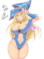 Rule 34 | 1girl, 9rimson, blonde hair, breasts, cleavage, dark magician girl, hat, leotard, swimsuit, witch hat, yu-gi-oh!, yu-gi-oh! duel monsters