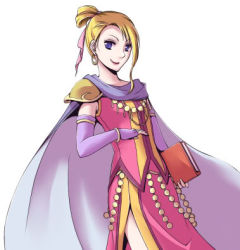 Rule 34 | 1girl, blonde hair, book, calill, cape, fire emblem, fire emblem: path of radiance, gloves, hair bun, lowres, nintendo, purple eyes, simple background, single hair bun, solo, white background