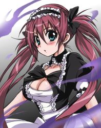 Rule 34 | 00s, 1girl, airi (queen&#039;s blade), airi (queen's blade), airi (the infernal temptress), breasts, cleavage, large breasts, long hair, maid, nanjou akimasa, queen&#039;s blade, red hair, solo, twintails