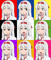 Rule 34 | 10s, 1girl, ahegao, bubble, clenched teeth, expressions, closed eyes, facial expressions, grimace, headband, kantai collection, multiple views, pout, shoukaku (kancolle), sleeping, smile, straight hair, super masara, teeth, white hair, yellow eyes