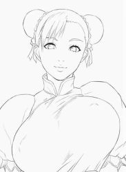 Rule 34 | 10s, 1girl, animated, animated gif, bouncing breasts, breasts, bun cover, capcom, china dress, chinese clothes, chun-li, close-up, covered erect nipples, double bun, dress, female focus, hair bun, jiggle, large breasts, lineart, looping animation, monochrome, no bra, one eye closed, puffy short sleeves, puffy sleeves, redlight, short sleeves, slow motion, smile, solo, street fighter, third-party edit, unaligned breasts, upper body