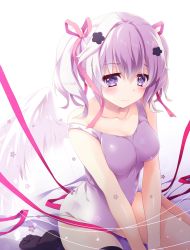 Rule 34 | 1girl, angel, angel wings, bad id, bad pixiv id, black thighhighs, commentary request, drill hair, gradient background, hair ribbon, one-piece swimsuit, original, purple eyes, red ribbon, ribbon, school swimsuit, short hair, sitting, solo, swimsuit, thighhighs, twin drills, uzuki hiro, wariza, white background, white hair, white one-piece swimsuit, white school swimsuit, wings