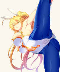 Rule 34 | 1girl, 846-gou, ahoge, animal ears, armpits, artoria pendragon (all), artoria pendragon (fate), artoria pendragon (swimsuit ruler) (fate), ass, bare shoulders, blonde hair, blue pantyhose, blush, braid, breasts, clothing cutout, crotch, detached collar, fate/grand order, fate (series), fishnet pantyhose, fishnets, french braid, gluteal fold, green eyes, hair between eyes, highleg, highleg leotard, highres, large breasts, leotard, long hair, looking at viewer, navel, navel cutout, pantyhose, playboy bunny, ponytail, rabbit ears, rabbit tail, sideboob, sidelocks, smile, solo, tail, thighs, tiara, white leotard, wrist cuffs