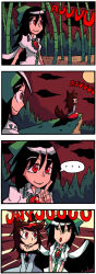 Rule 34 | ..., 2girls, 4koma, bamboo, bamboo forest, black wings, bow, comic, forest, full moon, howling, howling at the moon, imaizumi kagerou, moon, multiple girls, nature, red eyes, reiuji utsuho, setz, smile, touhou, unyu, wings