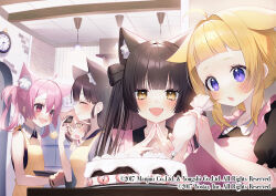 Rule 34 | + +, 5girls, :d, ahoge, alternate costume, animal ear fluff, animal ears, apron, ariake (azur lane), asagi yuna, azur lane, baking, baking sheet, black hair, black shirt, blonde hair, brown hair, cake, cat ears, cat girl, character request, check character, checkerboard cookie, clock, closed eyes, closed mouth, collared shirt, commentary request, company name, cookie, copyright notice, drooling, fang, food, fruit, gloves, hair rings, hanging light, hatsuharu (azur lane), hatsushimo (azur lane), holding, holding food, indoors, long hair, looking at food, manjuu (azur lane), mouth drool, multiple girls, official art, open mouth, oven mitts, pastry bag, pink eyes, pink hair, puffy short sleeves, puffy sleeves, purple eyes, shirt, short hair, short sleeves, sleeveless, sleeveless shirt, smile, squirrel girl, steepled fingers, strawberry, wakaba (azur lane), yellow apron, yellow eyes, yuugure (azur lane)