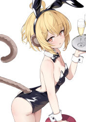 Rule 34 | 1girl, alternate costume, andira (granblue fantasy), animal ears, black leotard, blonde hair, breasts, cleavage, erune, fake animal ears, granblue fantasy, highres, kimblee, leotard, looking at viewer, monkey ears, monkey girl, monkey tail, playboy bunny, rabbit ears, simple background, small breasts, solo, tail, white background