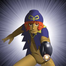 Rule 34 | 1boy, arm cannon, brown eyes, cape, cigar, cobra (space adventure cobra), doll joints, fusion, geno (mario), hat, highres, joints, male focus, mario (series), nintendo, parody, red hair, smile, solo, space adventure cobra, super mario rpg, weapon
