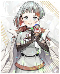 Rule 34 | 1girl, absurdres, bag, black gloves, bridal gauntlets, cevio, chis-a, colored inner hair, commentary, confetti, cupcake, elbow gloves, food, fruit, gloves, green eyes, green hair, green shirt, highres, holding, holding bag, holding food, kari kenji, light blush, looking at viewer, multicolored hair, open mouth, orange hair, shirt, short hair, smile, solo, staff (music), straight-on, strawberry, two-tone hair, upper body, voisona, white background, zoom layer