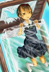 Rule 34 | artist request, character request, child, dunk tank, partially submerged, school uniform, source request, underwater, water, wet