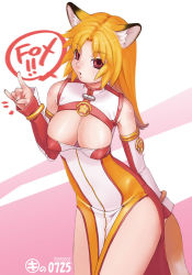 Rule 34 | 1girl, animal ears, blonde hair, breasts, china dress, chinese clothes, cleavage, detached sleeves, dress, fox ears, fox tail, kei jiei, large breasts, mozilla firefox, original, os-tan, ravioli, red eyes, solo, tail