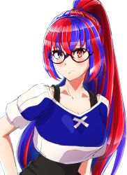 Rule 34 | 1girl, absurdres, alear (female) (fire emblem), alear (fire emblem), blue hair, breasts, fire emblem, fire emblem engage, glasses, gym uniform, heterochromia, highres, medium breasts, multicolored hair, nintendo, ponytail, red hair, solo, tagme, to (tototo tk), wide hips