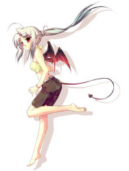 Rule 34 | barefoot, bat wings, demon girl, feet, original, shouna mitsuishi, solo, tail, wings
