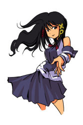 Rule 34 | 1girl, aki toshi, blue skirt, bow, brown hair, cuffs, long hair, os-tan, skirt, sleeveless, solo, xp-tan