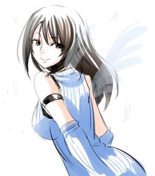 Rule 34 | 1girl, angel wings, arm warmers, black hair, closed mouth, final fantasy, final fantasy viii, long hair, looking at viewer, minarai zouhyou, rinoa heartilly, simple background, sketch, sleeveless, sleeveless duster, smile, solo, white background, wings