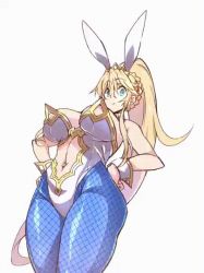 Rule 34 | 1girl, animal ears, animated, animated gif, arms up, artoria pendragon (all), artoria pendragon (fate), artoria pendragon (lancer) (fate), artoria pendragon (swimsuit ruler) (fate), ass, blonde hair, blue necktie, blue pantyhose, blush, bouncing breasts, braid, breasts, cleavage, clothing cutout, dancing, detached collar, fake animal ears, fate/grand order, fate (series), feather boa, fishnet pantyhose, fishnets, gluteal fold, gold trim, hair between eyes, heart, heels, high heels, highleg, highleg leotard, huge ass, huge breasts, large breasts, leg up, leotard, long hair, looking down, navel, navel cutout, necktie, open mouth, pantyhose, playboy bunny, ponytail, rabbit ears, rabbit tail, s doubt90, sidelocks, solo, split, standing, standing on one leg, standing split, thick thighs, thighs, white leotard, wide hips, wrist cuffs, yellow eyes