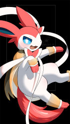 Rule 34 | absurdres, blue eyes, blush, bright pupils, commentary request, creatures (company), fang, game freak, gen 6 pokemon, highres, kashiwa gnu, looking at viewer, nintendo, no humans, open mouth, pokemon, pokemon (creature), pokemon unite, solo, sylveon, toes, tongue