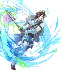 Rule 34 | 1boy, aged down, attack, axe, brown eyes, brown gloves, brown hair, fire emblem, fire emblem awakening, fire emblem heroes, frederick (child) (fire emblem), frederick (fire emblem), gloves, highres, holding, holding axe, nintendo, non-web source, open mouth, pebble, pouch, shield, shield on back, short hair, solo, swinging, tagme
