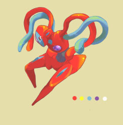 Rule 34 | creatures (company), deoxys, deoxys (normal), expressionless, full body, game freak, gen 3 pokemon, k (chissaiossan), looking at viewer, mythical pokemon, nintendo, no humans, pokemon, pokemon (creature), simple background, solo, tentacles