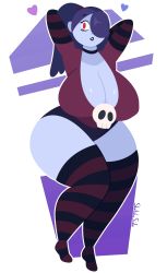 Rule 34 | 1girl, absurdres, blue skin, breasts, colored skin, highres, large breasts, sketchyside, skullgirls, solo, squigly (skullgirls), thick thighs, thighs, wide hips, zombie