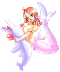 Rule 34 | 1girl, 1other, animal, breasts, heart, large breasts, mermaid, monster girl, smile, solo focus