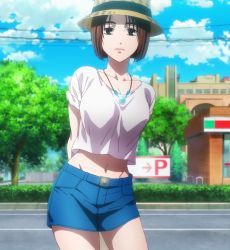 Rule 34 | 1girl, anime screenshot, cloud, cloudy sky, female focus, hat, highres, initial d, mogi natsuki, screencap, sky, tagme, third-party edit, tree