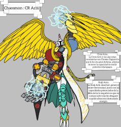 Rule 34 | chaosmon, corruption, crossmon, digimon, digimon (creature), fusion, oridigi, original, raijinmon, solo, wings