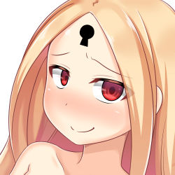 Rule 34 | 1girl, abigail williams (fate), abigail williams (second ascension) (fate), aka no hotaru, black bow, blonde hair, bow, closed mouth, collarbone, fate/grand order, fate (series), forehead, hair bow, keyhole, long hair, looking at viewer, orange bow, parted bangs, polka dot, polka dot bow, red eyes, simple background, smile, solo, white background