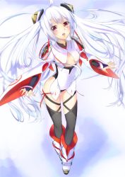 Rule 34 | 1girl, ahoge, bad id, bad pixiv id, boots, haikeiyu, highres, long hair, matoi (pso2), mikoto cluster, open mouth, phantasy star, phantasy star online 2, red eyes, silver hair, twintails