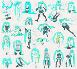 Rule 34 | 6+girls, aqua eyes, aqua hair, armpits, arms up, bad id, bad pixiv id, boots, carrying, chibi, closed eyes, cosplay, crossed arms, detached sleeves, eating, gloves, hair ornament, hairclip, hands in pockets, hatsune miku, high heels, hood, hoodie, kagamine rin, kagamine rin (cosplay), knee boots, long hair, loose thighhigh, midriff, multiple girls, necktie, outstretched arms, panties, pantyhose, prehensile hair, seiza, shoes, shorts, sitting, skirt, slippers, spread arms, spring onion, stretching, striped clothes, striped panties, thigh boots, thighhighs, tsujisaki (coa3), tujisaki, twintails, umbrella, underwear, very long hair, vocaloid, walking, zoom layer