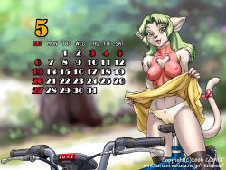 Rule 34 | 1girl, animal ears, bicycle, blonde hair, blurry, blurry background, breasts, calendar, cameltoe, cat ears, clothes lift, covered erect nipples, furry, furry female, nature, nipples, open mouth, panties, skirt, skirt lift, solo, tail, tongue, underwear, watermark, yellow eyes