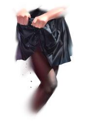 Rule 34 | 1girl, absurdres, black skirt, brown pantyhose, close-up, commentary request, cropped legs, highres, legs, original, pantyhose, pleated skirt, simple background, skirt, solo, thighs, wang man, water drop, wet, wet clothes, wet skirt, white background, wringing clothes, wringing skirt