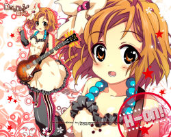 Rule 34 | 00s, 1girl, bad id, bad pixiv id, brown eyes, brown hair, don&#039;t say &quot;lazy&quot;, dress, e-nya, female focus, guitar, hair ornament, hirasawa yui, instrument, k-on!, pantyhose, short hair, solo, striped clothes, striped pantyhose, vertical-striped clothes, vertical-striped pantyhose, zoom layer