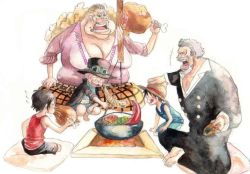 Rule 34 | 1girl, 4boys, age difference, aged down, ascot, barefoot, belt, black hair, black pants, brother, child, cooking, cornrows, curly dadan, east blue, eating, family, food, hat, jacket, jewelry, meat, missing tooth, monkey d. garp, monkey d. luffy, multiple boys, necklace, one piece, orange hair, pants, plaid, plaid pants, portgas d. ace, sabo (one piece), scar, shorts, siblings, sitting, smile, straw hat, top hat, white hair