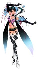 Rule 34 | 1girl, abs, alternate costume, belt, black flower, black gloves, black rose, blue flower, blue rose, boots, breasts, bug, butterfly, choker, cleavage, elbow gloves, flower, gloves, highres, inomata mutsumi, insect, long hair, midriff, namco, narrow waist, official art, ponytail, rose, short shorts, shorts, tekken, thigh boots, thighhighs, zafina, zafina (tekken)