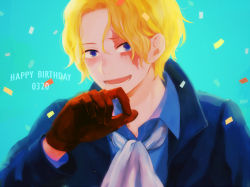 Rule 34 | 1boy, birthday, blonde hair, male focus, one piece, open mouth, sabo (one piece), scar, solo