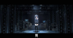 Rule 34 | 1girl, absurdres, aqua hair, bare shoulders, black footwear, black skirt, black thighhighs, blue necktie, box, breasts, cable, closed eyes, commentary request, detached sleeves, facing viewer, grey shirt, hair between eyes, hair ornament, hands up, hatsune miku, high heels, highres, holding, holding microphone, indoors, letterboxed, long hair, long sleeves, microphone, monitor, necktie, open mouth, paper, pleated skirt, qi==qi, shadow, shirt, sitting, skirt, sleeveless, small breasts, solo, speaker, stool, thighhighs, twintails, vocaloid, wide shot, wide sleeves, zettai ryouiki
