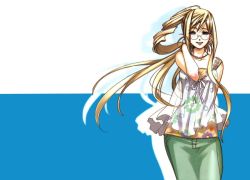 Rule 34 | 00s, 1girl, alicia florence, amano kozue, aria (manga), blonde hair, glasses, jewelry, long hair, necklace, ponytail, smile, solo