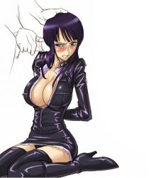 Rule 34 | 1girl, arms behind back, black eyes, blue hair, blush, boots, breasts, cleavage, dress, hand on another&#039;s head, large breasts, legs, long hair, mosha, nico robin, one piece, panties, pantyshot, penis, pirate, rape, simple background, sitting, skirt, standing, tears, thigh boots, thighhighs, thighs, uncensored, underwear, upskirt, white background, you gonna get raped, zettai ryouiki