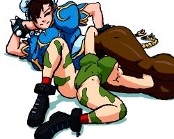 Rule 34 | 2girls, animated, animated gif, boots, bracelet, braid, breasts, cameltoe, cammy white, capcom, china dress, chinese clothes, chun-li, dboy, dress, head between thighs, headscissor, hip focus, jewelry, large breasts, legs, leotard, lowres, multiple girls, muscular, muscular female, one eye closed, pantyhose, pelvic curtain, ryona, scissorhold, short hair, smile, spiked bracelet, spikes, street fighter, struggling, stuck, submission, submission hold, thick thighs, thighs, trapped, twin braids, wide hips, wink, wrestling