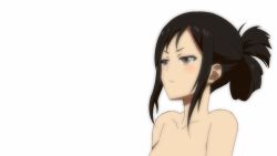 Rule 34 | 10s, 2girls, angry, animated, animated gif, artist request, ass, back, barefoot, black eyes, black hair, blush, breasts, collarbone, female focus, flat chest, hanasaku iroha, hand on head, matsumae ohana, multiple girls, navel, nipples, nude, nude filter, open mouth, orange hair, pussy, sidelocks, simple background, small breasts, standing, third-party edit, tsurugi minko, uncensored, white background