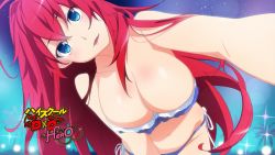 Rule 34 | 1girl, bare shoulders, blue eyes, breasts, cleavage, demon girl, high school dxd, high school dxd hero, highres, large breasts, long hair, official art, red hair, rias gremory, screencap
