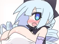 Rule 34 | 1girl, alexi (tits!), animated, animated gif, blue eyes, blue hair, blush, bouncing breasts, breasts, huge breasts, large breasts, long hair, looking at viewer, open mouth, oppai loli, uni (arekishi)
