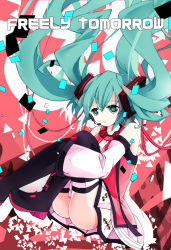 Rule 34 | 1girl, aqua hair, bad id, bad pixiv id, bondson, boots, copyright name, detached sleeves, floating hair, freely tomorrow (vocaloid), green eyes, hatsune miku, headset, long hair, project diva (series), project diva f, sitting, skirt, solo, star voice (module), thigh boots, thighhighs, twintails, vocaloid