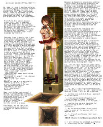 Rule 34 | 1girl, absurdres, afterimage, arms behind back, arrow (symbol), bdsm, bondage, bound, breasts, clothes lift, english text, engrish text, full body, hard-translated, highres, lamb (artist), large breasts, looking at viewer, machinery, medium breasts, midriff, miniskirt, nipples, no bra, one eye closed, panties, pleated skirt, ponytail, ranguage, red skirt, school uniform, short hair, side-tie panties, sideboob, sidelocks, simple background, skirt, skirt lift, snake, suspension, text focus, thighhighs, third-party edit, translated, typo, underwear, white background, white panties, wooden horse