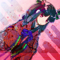Rule 34 | aco (koaya ako), alternate costume, black hair, hair ornament, japanese clothes, katanagatari, kimono, solo, togame