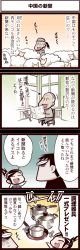 Rule 34 | 1girl, 2boys, 4koma, chair, comic, hat, inoue jun&#039;ichi, keuma, multiple boys, newspaper, old, old man, open mouth, original, ponytail, pot, reading, real life insert, sheep, sitting, smile, sweat, translation request, window, yue (chinese wife diary)