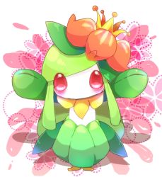 Rule 34 | 1girl, arms up, blush, colored skin, creatures (company), crown, female focus, flat chest, flower, full body, game freak, gen 5 pokemon, green hair, hair flower, hair ornament, incoming hug, lilligant, long hair, looking at viewer, mini crown, monster girl, nintendo, no mouth, outstretched arms, plant girl, pokemon, pokemon (creature), red eyes, red flower, shira (sirairo116), sidelocks, solo, standing, straight-on, swept bangs, tilted headwear, white skin, yellow headwear