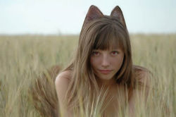 Rule 34 | 1girl, animal ears, blurry, cosplay, cosplay photo, depth of field, holo, holo (cosplay), jpeg artifacts, nude, photo (medium), red eyes, solo, spice and wolf, tail, third-party edit, wolf ears, wolf tail