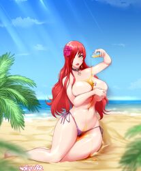 Rule 34 | absurdres, astaroth (taimanin asagi), breasts, highres, large breasts, nofuture, red hair, solo, taimanin (series), topless