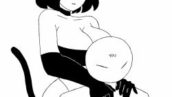 Rule 34 | 1boy, 1girl, :3, animated, ass, ass shake, black hair, breasts, cat girl, cat tail, cleavage, crop top, emmpyfour, faceless, faceless male, highleg, highleg panties, hug, hug from behind, huge ass, large breasts, panties, self insert, short hair, shoulder gloves, tail, thick thighs, thighs, underwear, wide hips